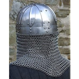 THOR INSTRUMENTS Viking Helmet Battle Armor 18G Steel and Chainmail Mask Helmet Silver Rustic Vintage Home Decor Gifts