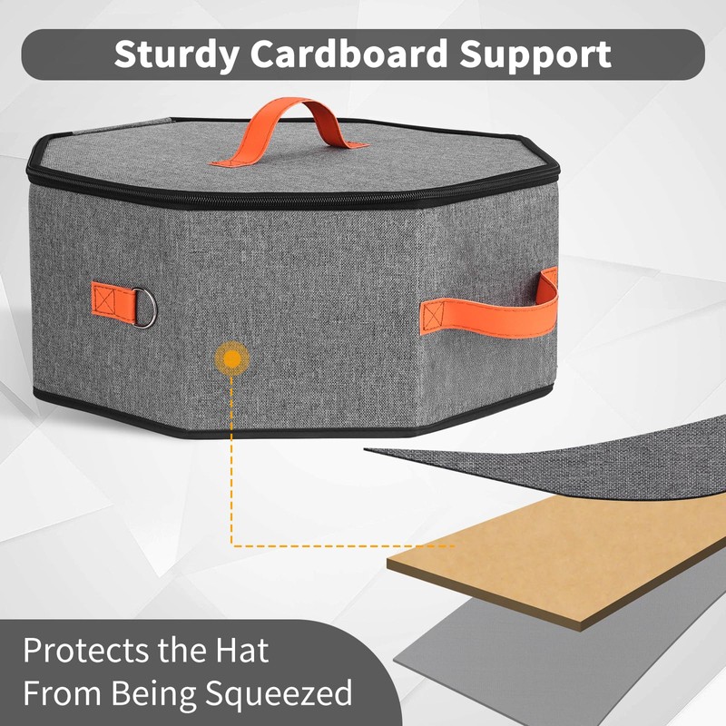 kushon Hat Storage Box for Women & Men, Hardboard Support