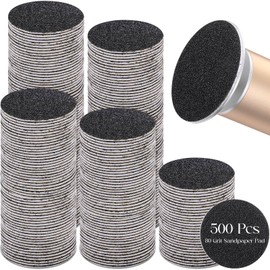 Gisafai 500 Pcs Replaceable Sandpaper Refill Discs Bulk 80 Grit Replacement Sandpaper Pad Discs for Electric Foot File Callus Remover Tool Black Foot File Disks for Men Women Cracked Heels Dead Skin