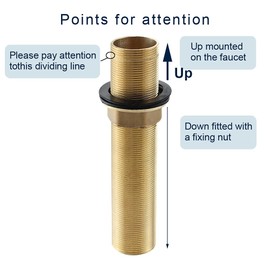 Faucet Fittings Nipple Locknut Kit Extension Threaded Pipe Longer Mounting Shank Single Hole 5.9inch length