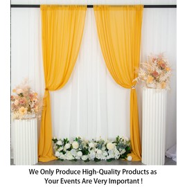 ShinyBeauty Chiffon Curtains 2 Panels 29x84-Inch Gold Voile Sheer Curtains for Birthday Chiffon Backdrop Curtain Tulle Photo Backdrop Chiffon Fabric Drapes for Wedding Ceremony