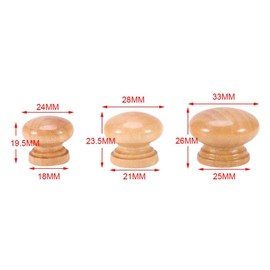AUNMAS 10Pcs Wooden Drawer Knobs, 33 x 25 x 26mm Round Mushroom Shape Wooden Handles for Drawer Furniture Kitchen Cabinet Wardrobe Kitchen(L)