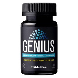 HALEO GENIUS Adaptogen, Yamabushitake Rhodiola Rosea, Bacopamoniella Ginseng, 90 Capsules