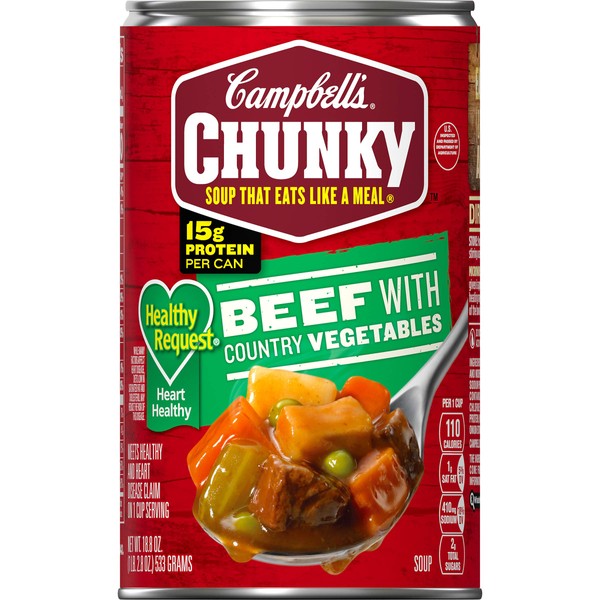 Campbell's Chunky Healthy Request Beef with Country Vegetables Soup, 18.8 oz. Can (Pack of 12)
