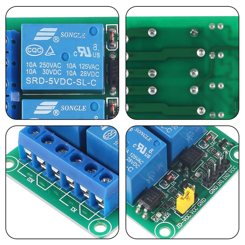 AOICRIE 3pcs 2 Channel DC 5V Relay Module for Arduino