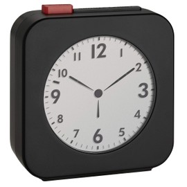 TFA Dostmann Funk-Wecker, 60.2555.01, mit LCD Display mit analoger Zeitanzeige, ideal als Reisewecker, Weckalarm, schwarz/rot, Kunststoff, (L) 72 x (B) 27 x (H) 77 mm