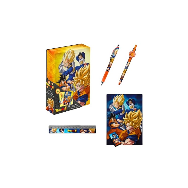 Dragon Ball Z Stationery Set Includes Notebook, Ruler, Pencil, Ballpoint