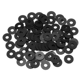 sourcing map 85Pcs M4 Nylon Flat Washers Plain Washer 4mm ID 12mm OD 1mm Thick Plastic Spacers for Screws Bolts Garden Faucet Plumbing Repair, Black