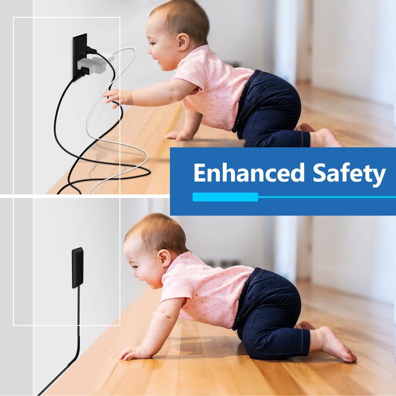 LIDER Flat-Face Outlet Extender with 3 Receptacles, Ultra-Thin Wall Plate