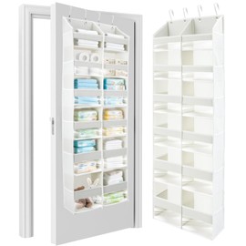HOMELUX THEORY UPGRADED 6 Tiers Over The Door Organizer Hanging - 100D EXTRA THICK & 50lbs HUGE CAPACITY, 12 Side Mesh Pockets Over The Door Shoe Organizer, Hanging Closet Organizer (Ivory, XL)
