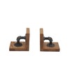 Industrial Pipe Bookends, Solid Oak Wood Base, Rustic Steel Pipe
