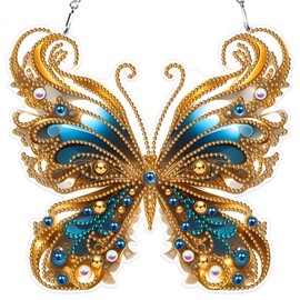 MXJSUA Special Shaped Hanging Diamond Painting Art Kits for Adults, Butterfly 3D DIY Crystal Rhinestone Acrylic Gem Art Pendant Ornaments Kit for Home Decoration and Gift