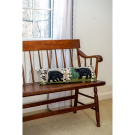 Chandler 4 Corners Artist-Designed Bear in The Woods Hand-Hooked Wool Decorative Throw Pillow (8 in x 24 in) Wildlife Pillow for Couches & Beds - Low Maintenance - Nature, Wilderness Pillow