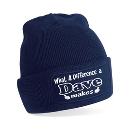 Print4U What Difference A Dave Makes Gift for Men Fathers Day Beanie Hat Blue