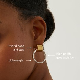 JENNY BIRD Faye Knocker Hoop Earrings | Two-Tone Gold & Silver, Cylinder Backing | Sleek, Chunky Designer Jewelry for Women