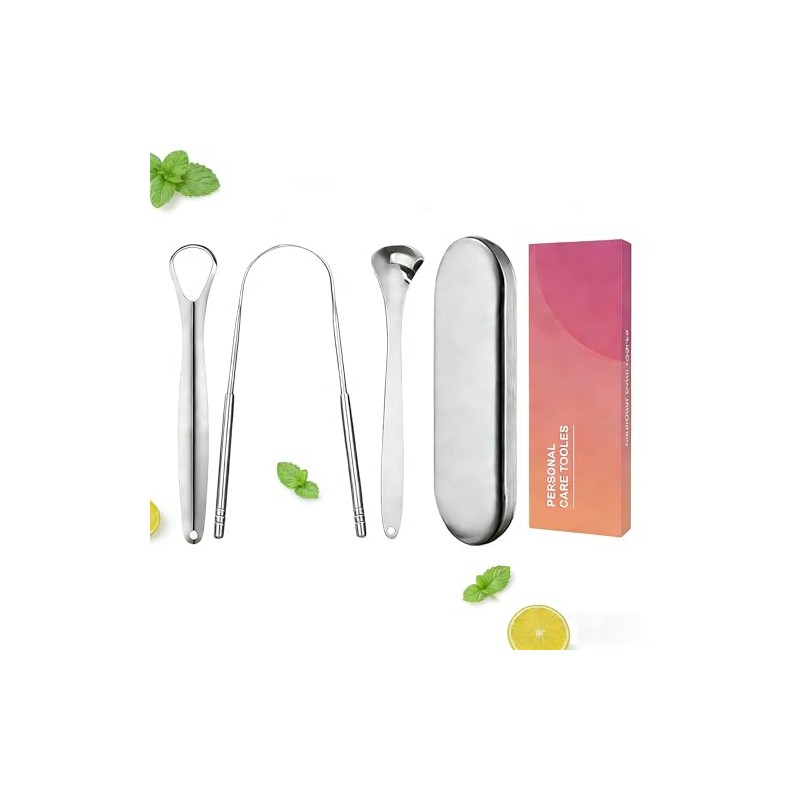 Set de 3 Limpiador de Lengua, Raspador de Lengua Acero