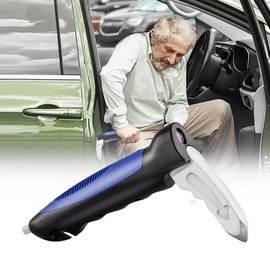 Asa Portátil de Coche Resistente Manija - 5 en 1 Mango de Soporte de vehículo, Cortador de Cinturón de Seguridad, Manija de Soporte para Automóvil, para Personas Mayores y Discapacitadas (Azul)