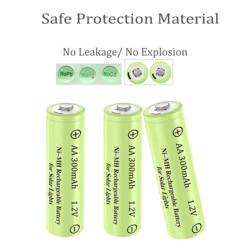 12 Packs 1.2V AA 300mAh Ni-MH Rechargeable Batteries for Solar