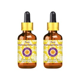 Deve Herbes Pure Ashwagandha Oil (Withania Somnifera) with Two Glass Droppers For Skin and Hair (Pack of Two) 5ml X 2