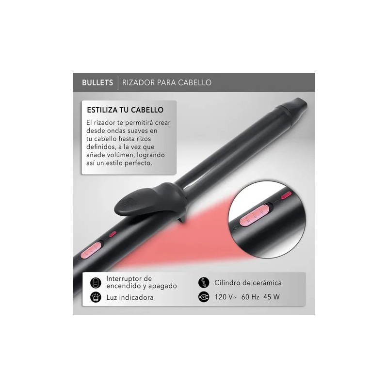 Rca Rizador De Cabello Rc-p9n Con Barril De Cerámica Negro