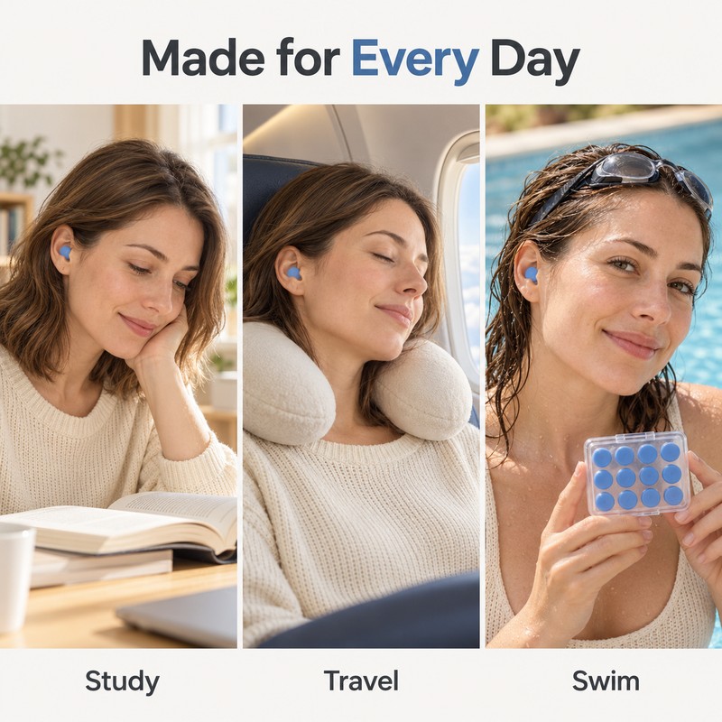Silicone Ear Plugs for Sleeping – 12 Pcs (6 Pairs)