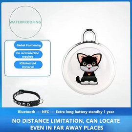 IsMwav Pet Anti Lost GPS Tracker Bluetooth Smart Wearable Waterproof Locator Real-Time Tracking Collar Find Device,Cat
