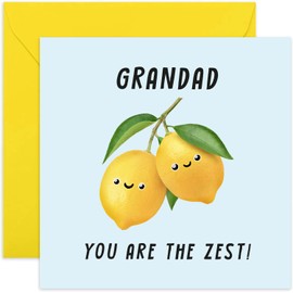 Old English Co. Fun Lemon Birthday Card for Grandad - 'You Are The Zest' Congratulations Card for Him - Thank You Card for Grandad from Grandson or Granddaughter | Blank Inside Envelope