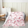 Cowgirl Boots Flannel Fleece Blanket, Western Starry Pink White Stripes