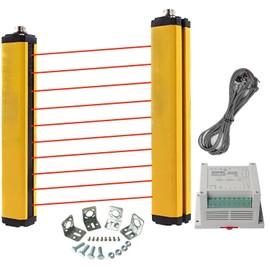 Safety Light Curtain, Safety Light Grating, Safety Protection Sensor Device with Controller & Cable, Security Beam Pitch 40mm + 10 Beams, Protection Area 360mm x 500mm