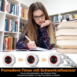 Visual Timer Desk Productivity Timer with Gravity Sensor, Cube Digital Countup Timer 1,3,5,15,30,60,90 Minutes Countdown Timers, Octagon Pomodoro Timer for Kids Study Kitchen Cooking Office（White）