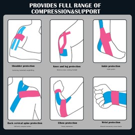 Ceeyoll 30 Kinesiologie Tapes Streifen Precut,Profi Physio Tape und Sporttape, Kinesiologie Tape Streifen Precut, für Muskelunterstützung, Knieschmerzen, Ellenbogen und Schulter.