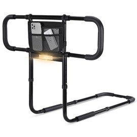 Bed Rails for Elderly Adults Safety, Extended Bed Assist Rail for Seniors with Motion Sensor Light - Adjustable Side Bed Guard Rails Handle Support Bar with Storage Bag, Fit King Queen Full Twin Bed