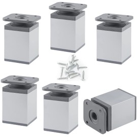 FYSL Pack of 6 Adjustable Furniture Feet, Pack of 6, 40 x 40 x 60 mm (+ 20 mm), Adjustable Furniture Feet for Furniture, Square Furniture Legs, Feet for Individual DIY Furniture