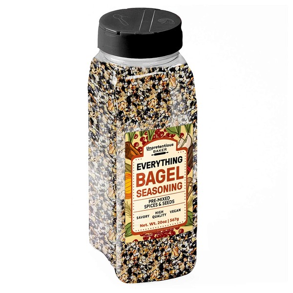 Everything Bagel Seasoning, 32 oz by Unpretentious Baker, Add Texture & Flavor to Any Recipe, Mix of Sesame Seeds, Poppy Seeds, Garlic, Onion & Salt, Convenient Shaker Jar