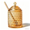 QFkris Champagne Crystal Glass Honey Pot with Dipper Sticks