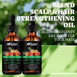 AKBAN Batana Oil for Hair Growth with Rosemary Oil Maca Argan Jojoba, Promotes Hair Thickness, Thicker & Stronger Hair, Nourish Scalp and Hair for All Hair Tayes