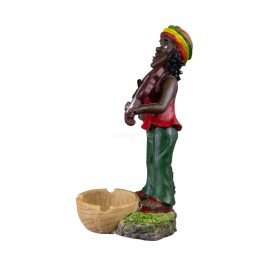 10" Medium Rasta Jamaican Man Holding Bowl Polyresin Ashtray Decoration | #5