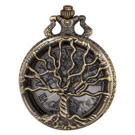 Tree of Life Pocket Watch Vintage Quartz FOB Pocket Watches with Chain