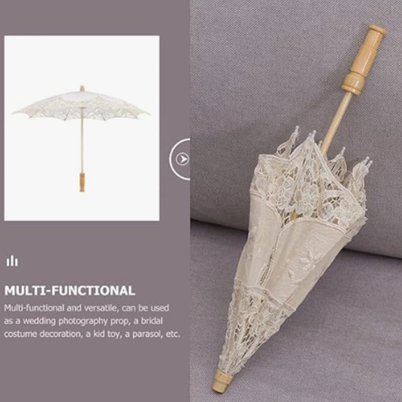 Lace Parasol Umbrella Wedding Bridal Lace Umbrella Decorative Embroidery Flower