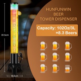 Beer Dispenser, 100oz/3.2 qt Mimosa Tower Dispenser with Ice Tube and LED Light for Margarita, Liquor, Beverage - Tabletop Drink Tower Dispenser for Parties