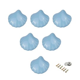 Ceramic Cabinet Handles Dresser Knobs Drawer Pulls for Kid's Room Door Handles Cupboard Knobs Lovely Shell Handles 6 Pack Blue