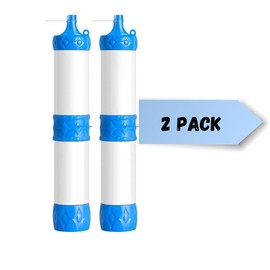 Northern Meadow Water Filter Straw- Drink from the Straw or attach a bottle and hand-pump clean water water filter - Count: 2 Pack