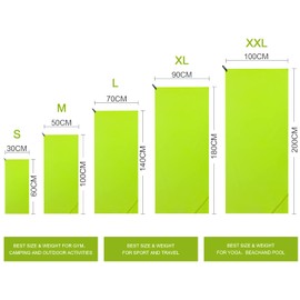 Eono Microfibre Towel, Absorbent, Lightweight, Quick-Drying, Perfect Yoga Towel, Bath Towel, Sports Towel, Travel Towel, Large Beach Towel, Green, 60 x 30 cm