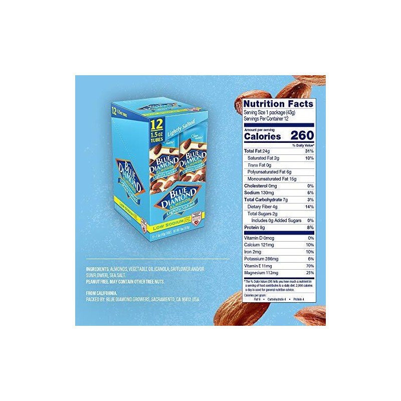 Blue Diamond Almonds Pack of 12 Blue Diamond Lightly Salted