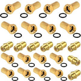 Rwekdza Satellite Cable Connector 16 x F Connector 8 x F Connector Set 7 mm Coaxial Cable Connector Antenna Plug Satellite Cable Connector Satellite Connector with Rubber Seal for Coaxial Antenna