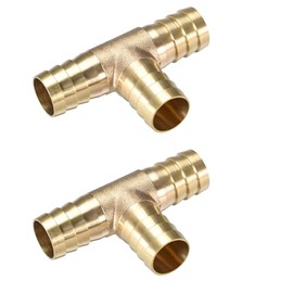 3/4" T-Shaped 3 Ways ID Brass Barb Splicer Fitting,19mm Barb Hose Fitting Air Gas Water Fuel,Barbed Tee Connector,2pcs