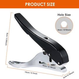 Hole Punch 5/16 inch-8mm Single Hole Punch,Heavy Duty Hole Puncher Single,Paper Punch Portable Hand Held Long Hole Punch for Paper Cards Plastic Cardboard