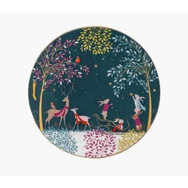 Sara Miller Woodland Tales Collection Christmas 22 Centimetre Serving Plate Featuring 22-Carat Gold Detailing