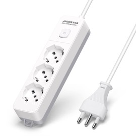 Aigostar Steckdosenleiste, 3-fach, mit Schalter, 250 V/3680 W, 5 m Kabel. Weiß und Grau