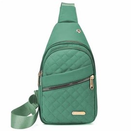 2025 Solid Color Quilted Fanny Pack - Casual Large Capacity Zipper Chest Belt Bum Bag, Adjustable Sling Bag for Daily Use, Lightweight & Waterproof:_green